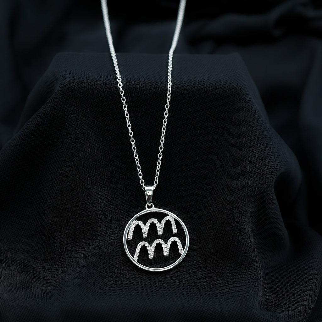 Certified Moissanite Zodiac Aquarius Pendant Necklace
