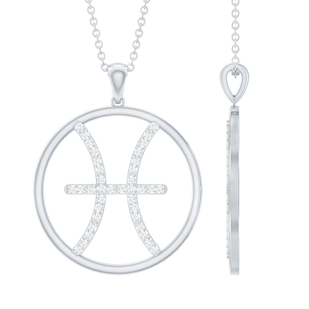 Certified Moissanite Pisces Zodiac Sign Pendant Necklace