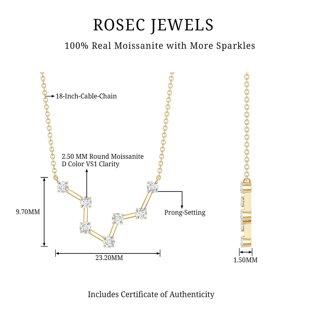 Moissanite Constellation Aquarius Zodiac Sign Necklace