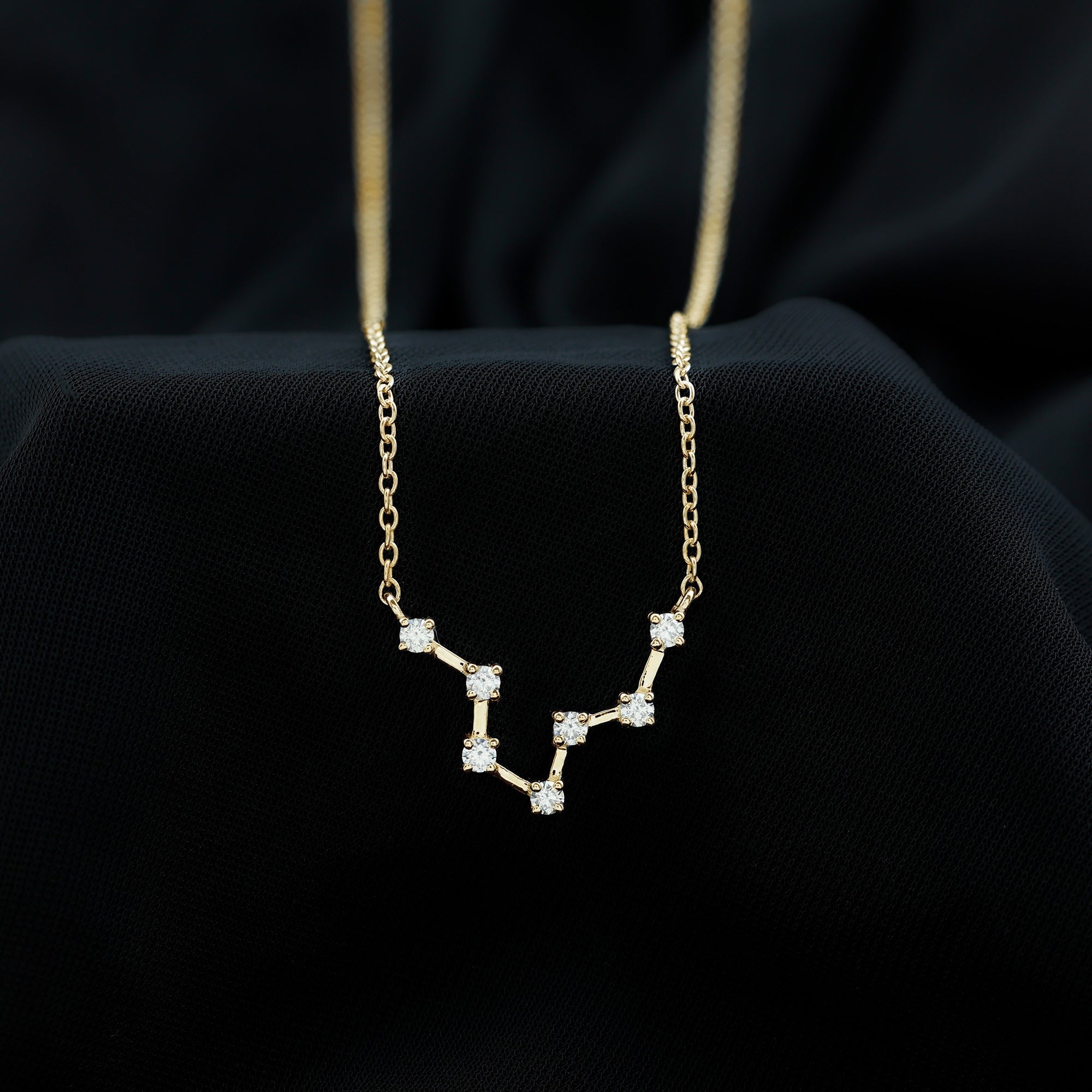 Moissanite Constellation Aquarius Zodiac Sign Necklace
