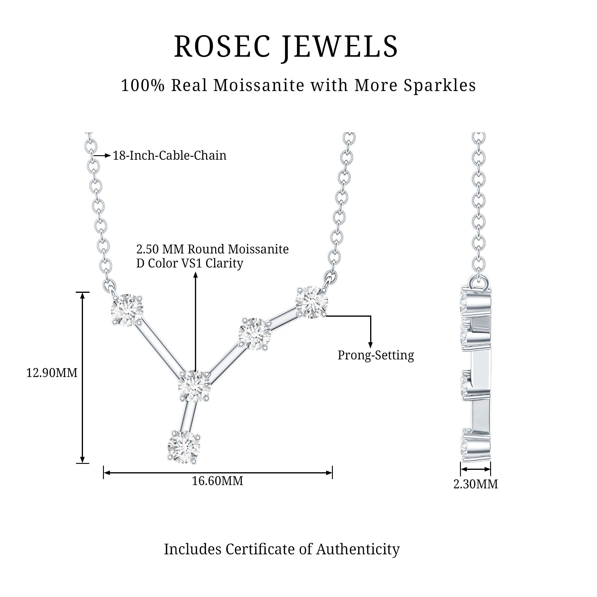 Moissanite Cancer Zodiac Constellation Necklace