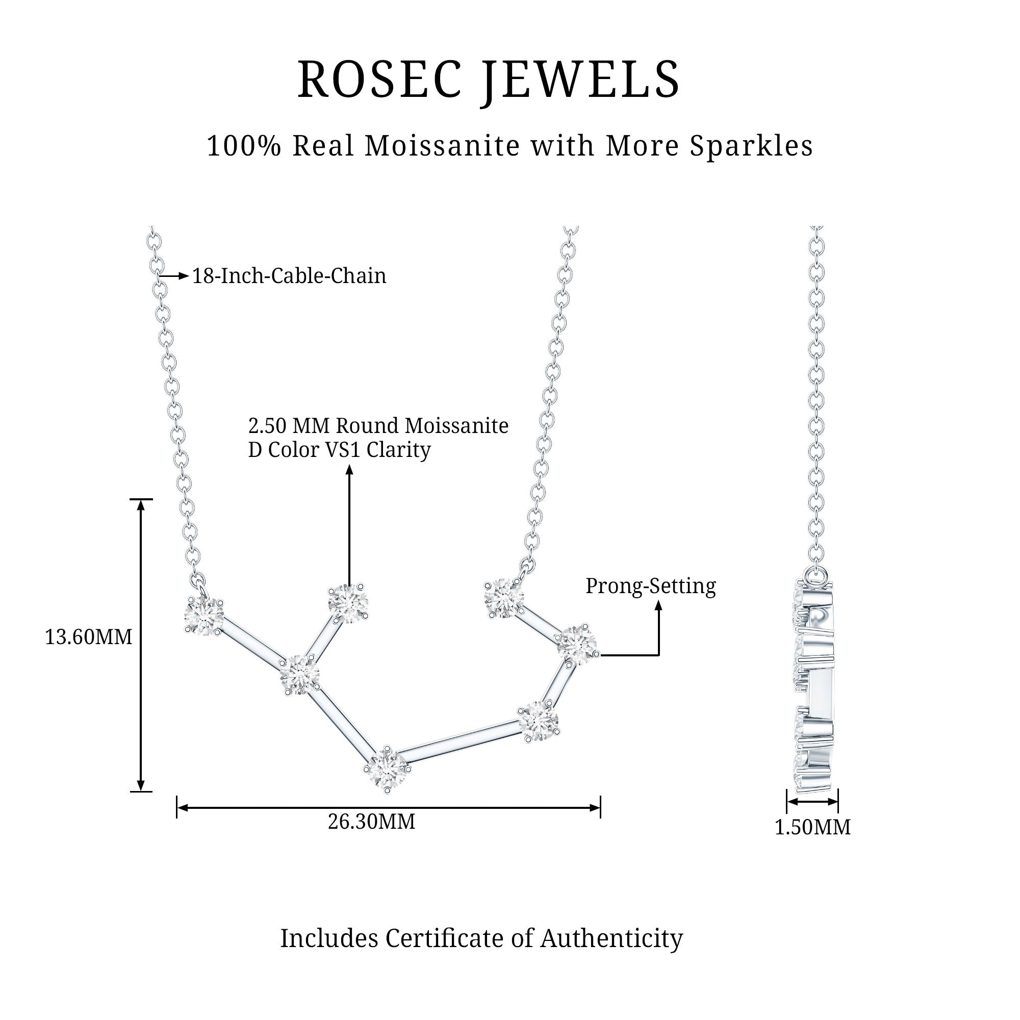 Certified Moissanite Constellation Sagittarius Zodiac Sign Necklace