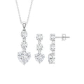Cubic Zirconia Heart Necklace and Earrings Set in Sterling Silver