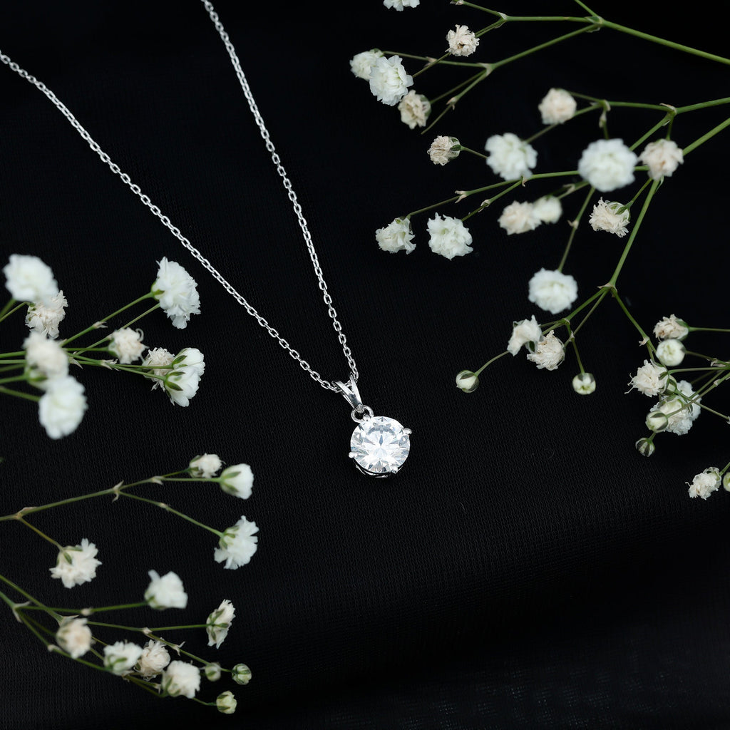 2 Carat Round Cubic Zirconia Solitaire Pendant Necklace