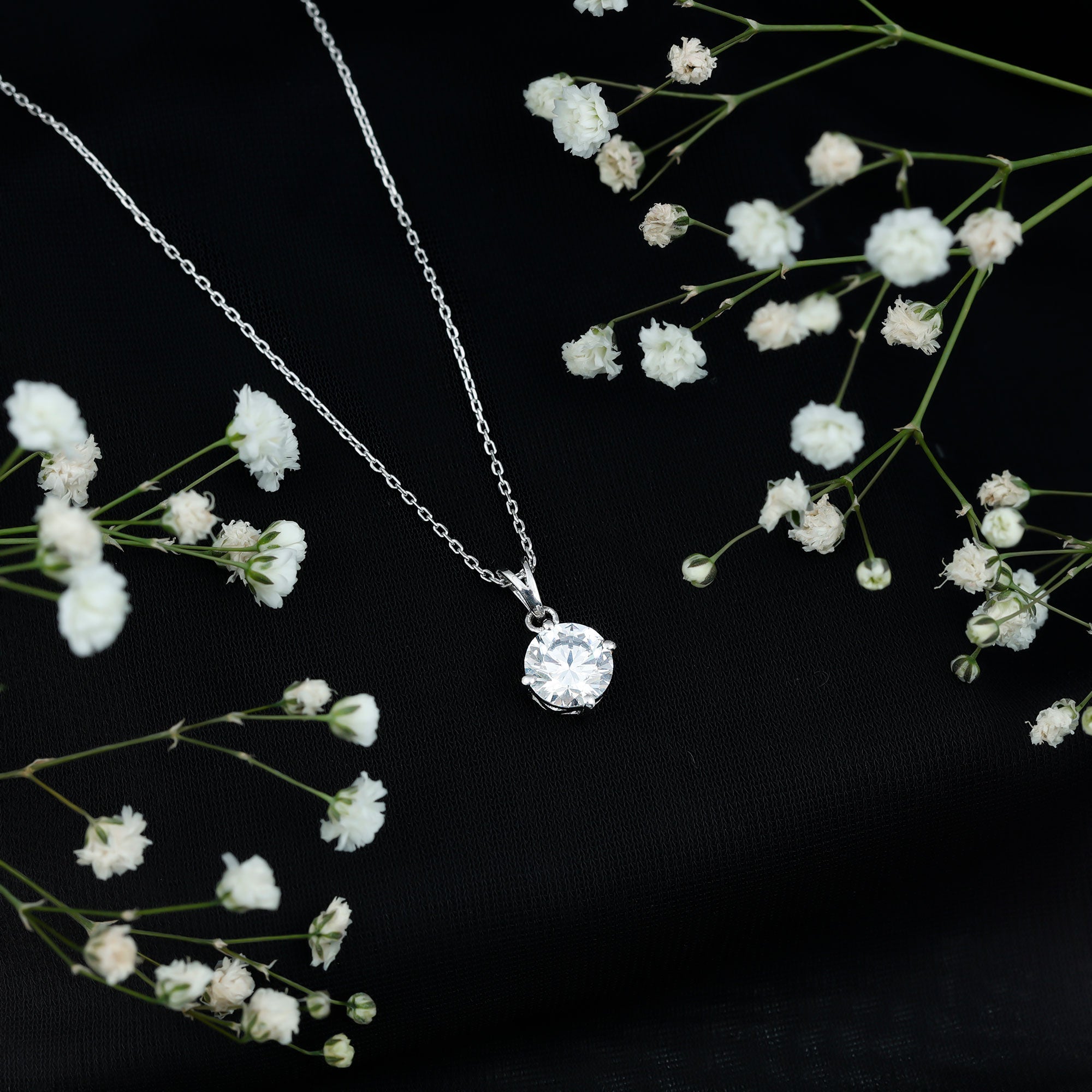 2 Carat Round Cubic Zirconia Solitaire Pendant Necklace