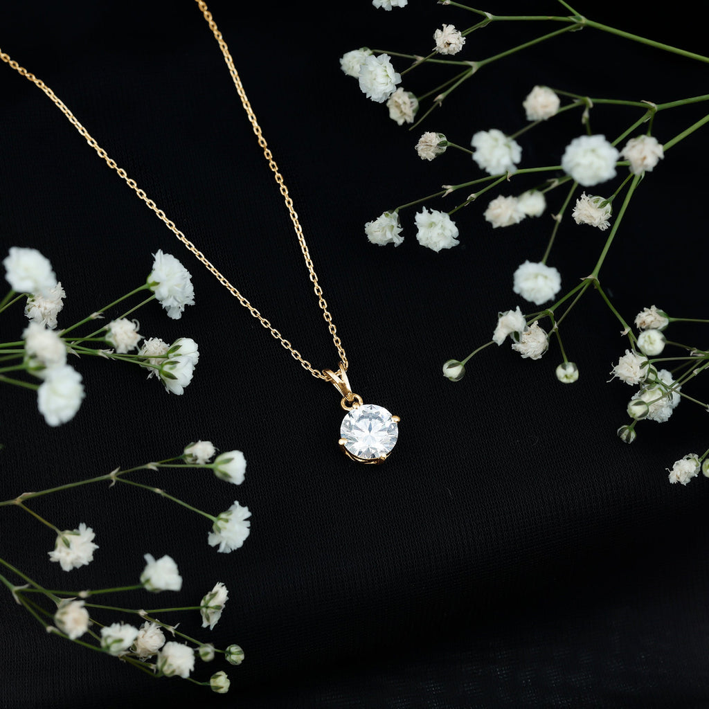 2 Carat Round Cubic Zirconia Solitaire Pendant Necklace