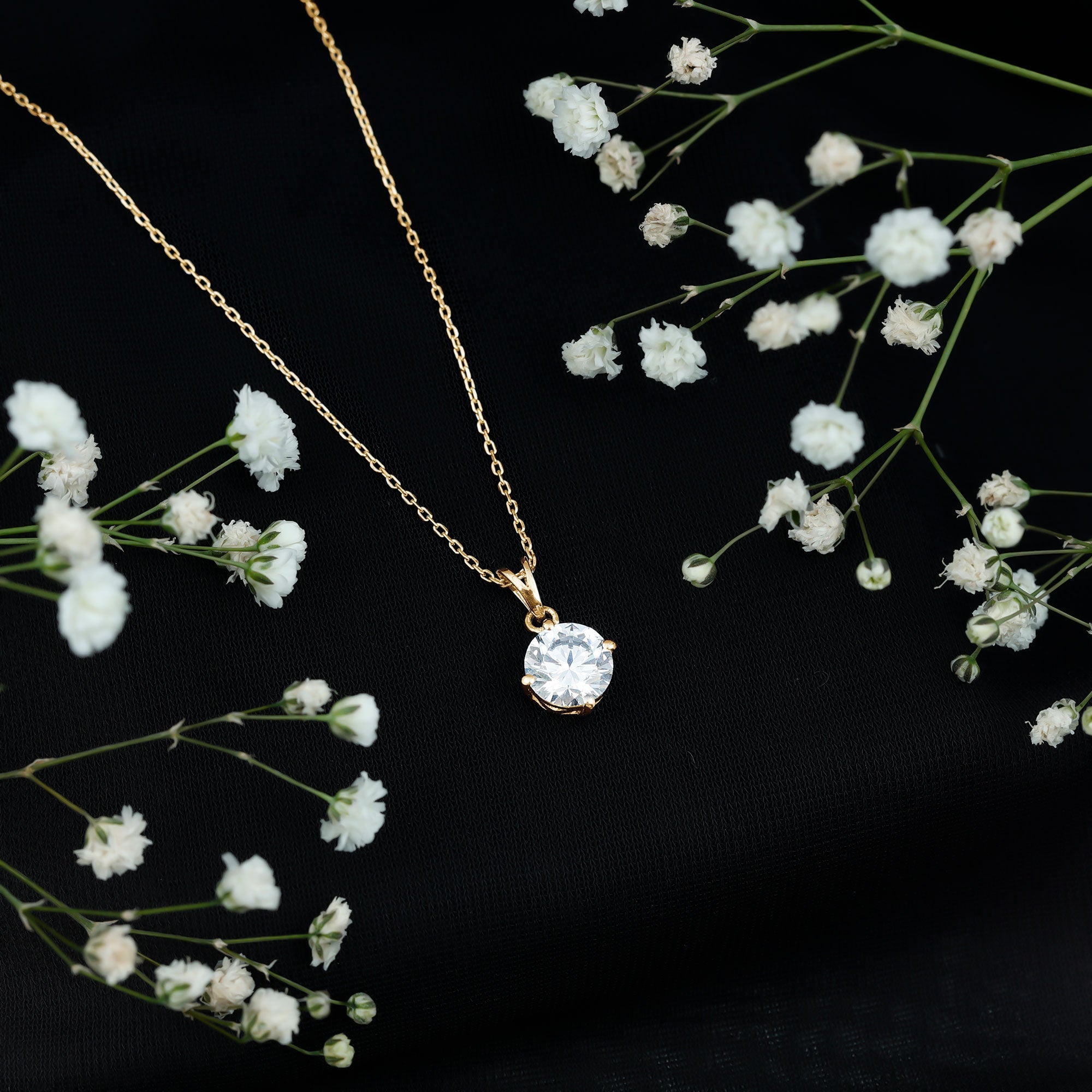2 Carat Round Cubic Zirconia Solitaire Pendant Necklace