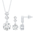 Certified Cubic Zirconia Bridal Necklace and Earrings Set in Silver
