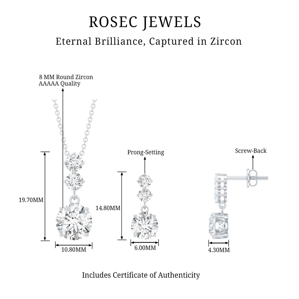 Cubic Zirconia Dangle Necklace and Earrings Set For Bride