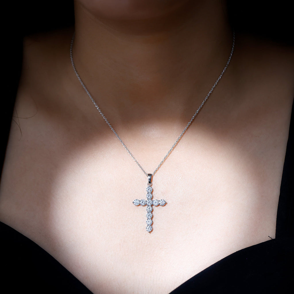Certified Zircon Simple Cross Pendant Necklace