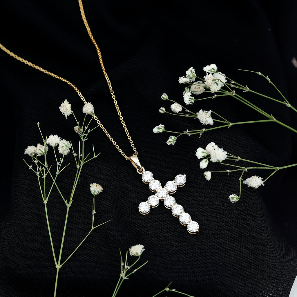 Certified Zircon Simple Cross Pendant Necklace