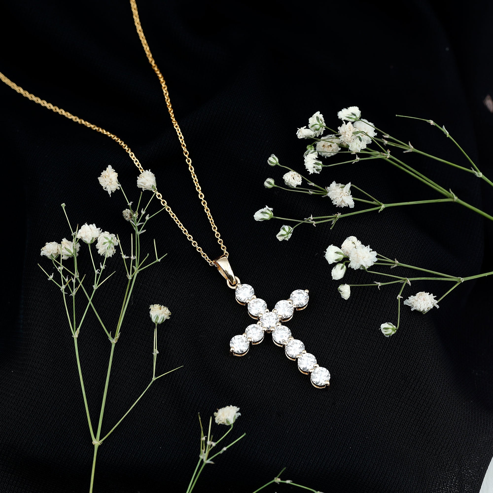 Certified Zircon Simple Cross Pendant Necklace