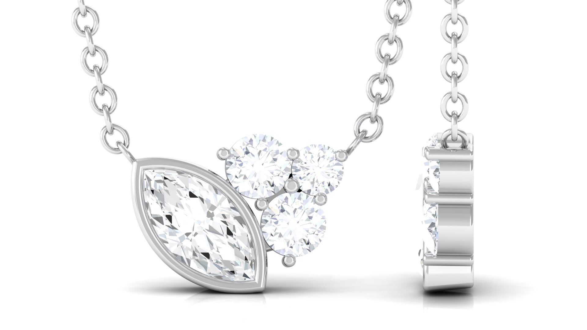 Certified Cubic Zirconia Minimalist Cluster Necklace
