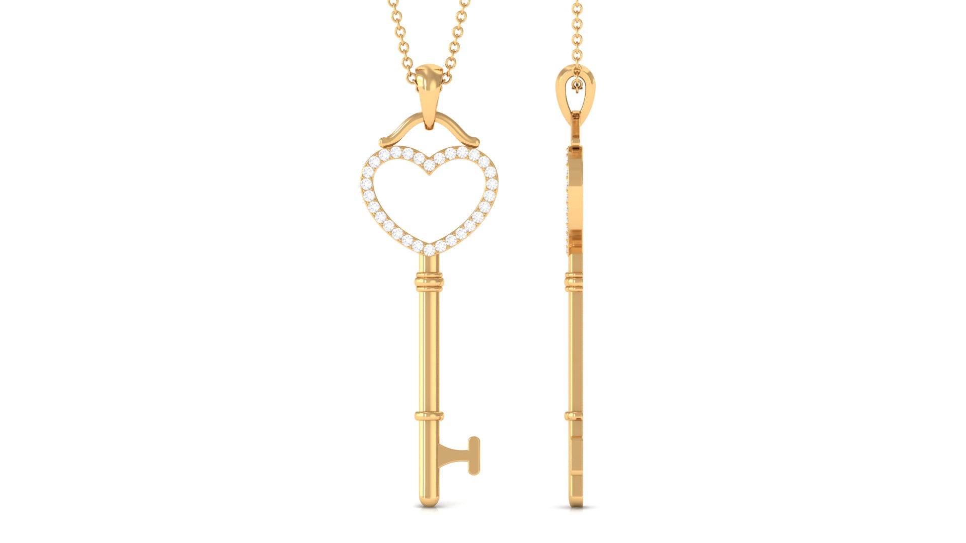 Certified Moissanite Open Heart Key Pendant for Her