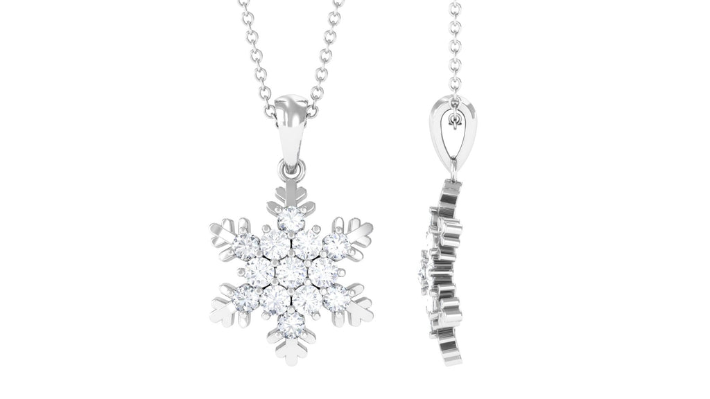 Certified Moissanite Snowflake Pendant Necklace