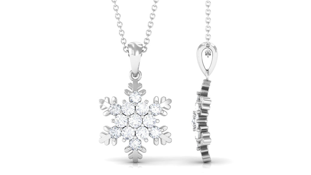 Certified Moissanite Snowflake Pendant Necklace