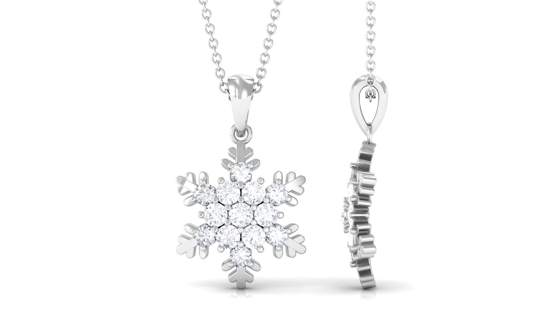 Certified Moissanite Snowflake Pendant Necklace