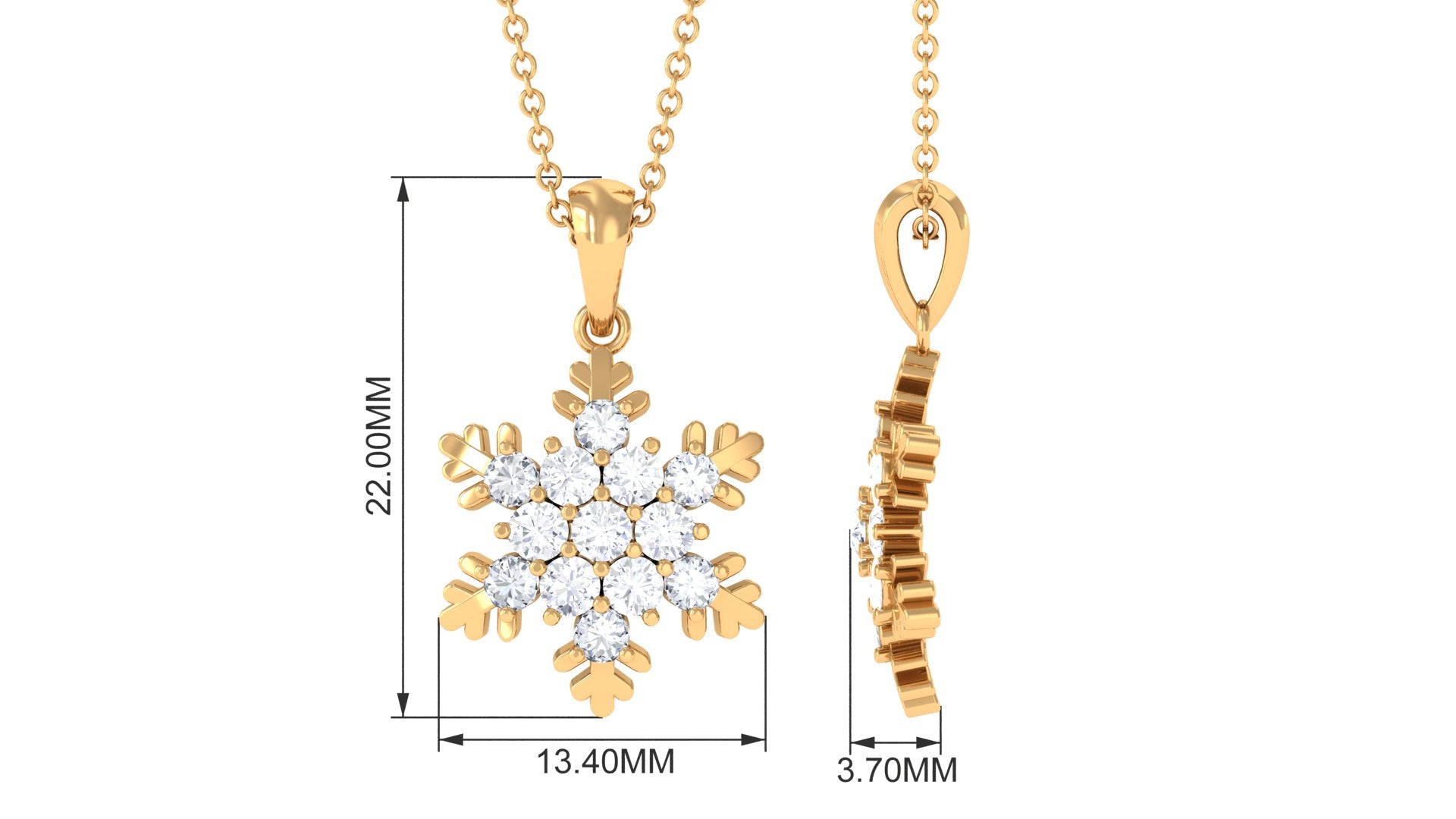 Certified Moissanite Snowflake Pendant Necklace