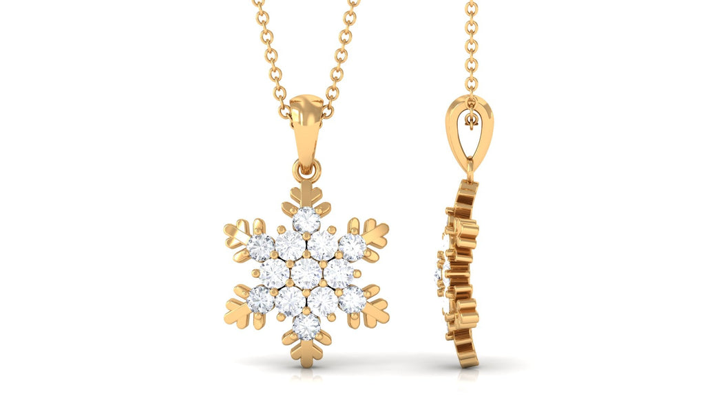 Certified Moissanite Snowflake Pendant Necklace