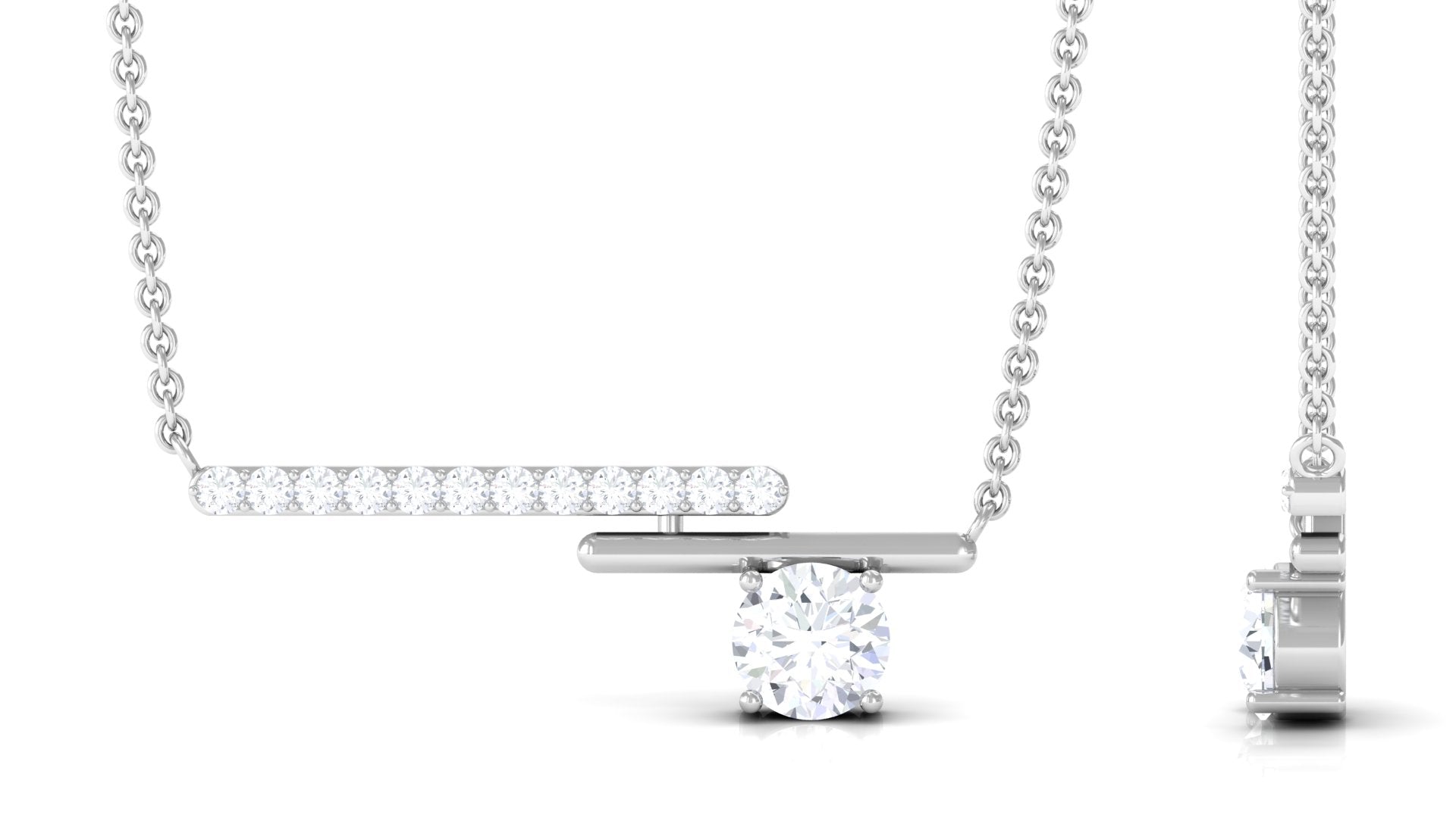 3/4 CT Certified Moissanite Contemporary Bar Necklace
