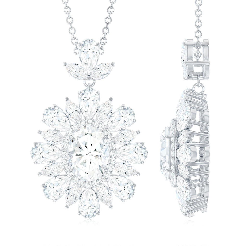 Certified Oval Moissanite Bridal Pendant Necklace