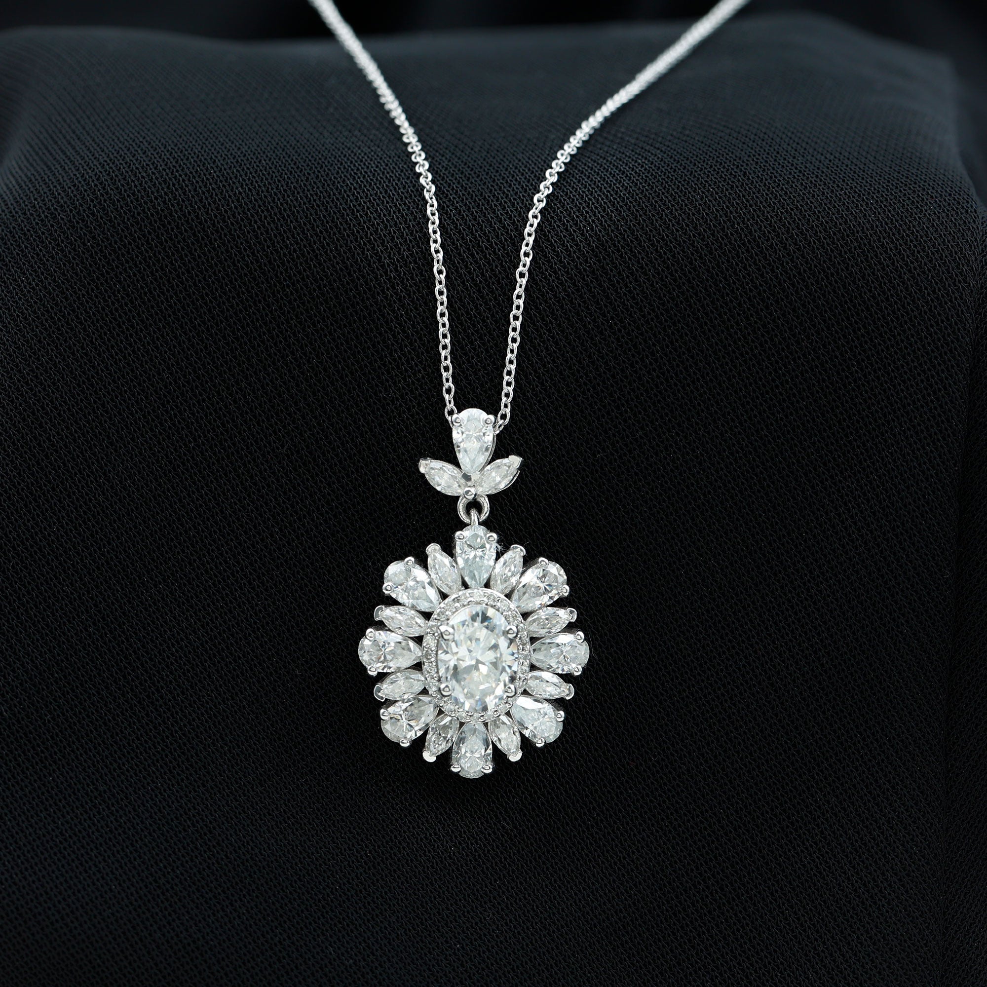 Certified Oval Moissanite Bridal Pendant Necklace