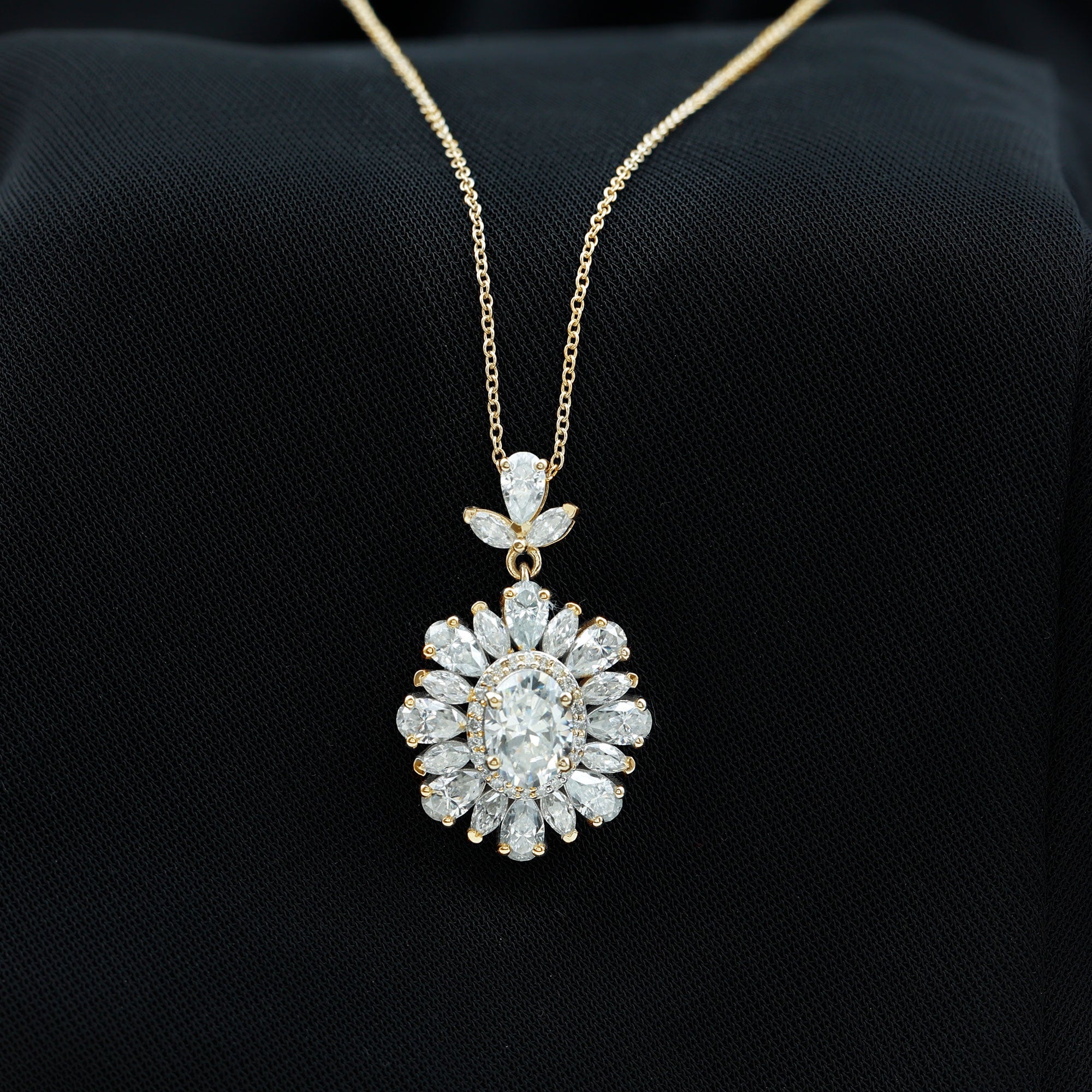 Certified Oval Moissanite Bridal Pendant Necklace
