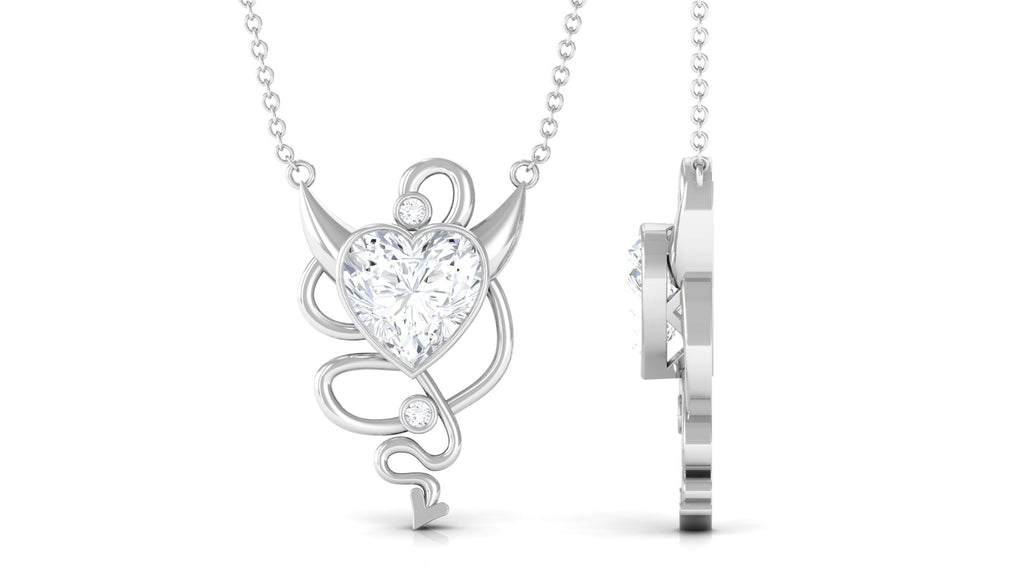 2.25 CT Moissanite Devil Heart Necklace in Bezel Setting