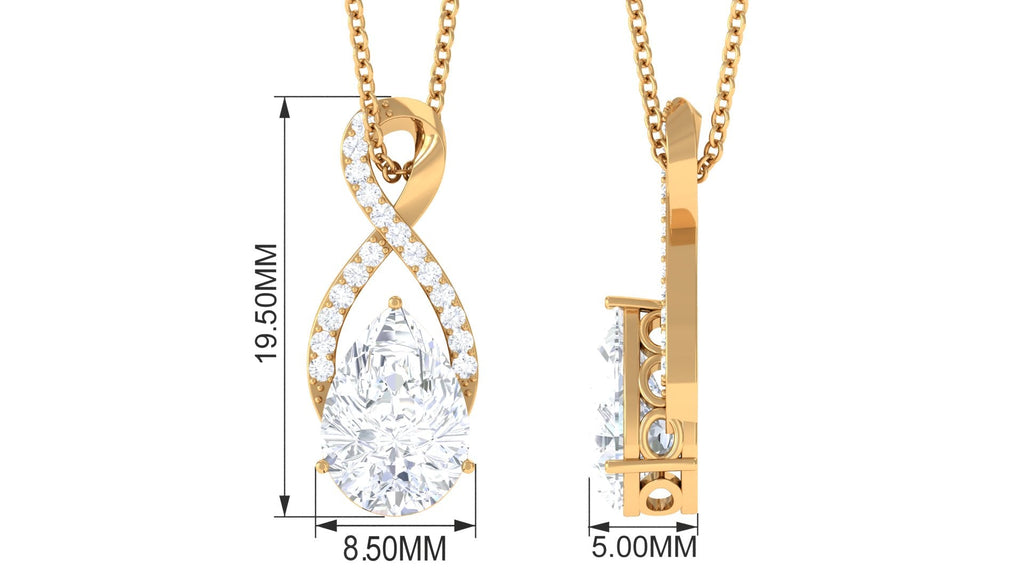 Certified 2 Carat Moissanite Infinity Pendant Necklace for Women