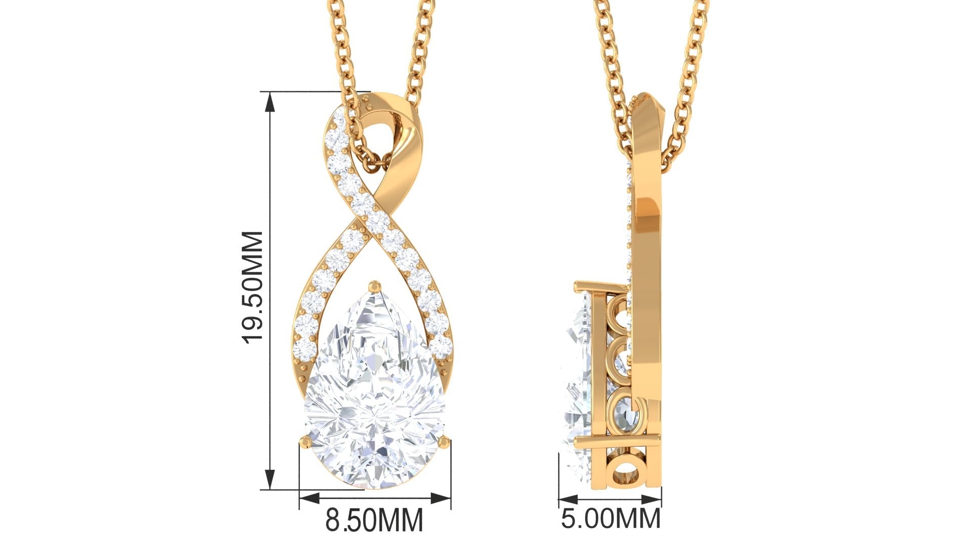 Certified 2 Carat Moissanite Infinity Pendant Necklace for Women