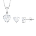 5 Carat Solitaire Moissanite Heart Pendant and Earrings Set