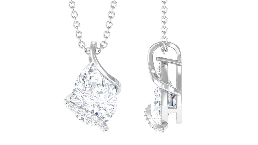 Pear Cut Cubic Zirconia Solitaire Teardrop Necklace