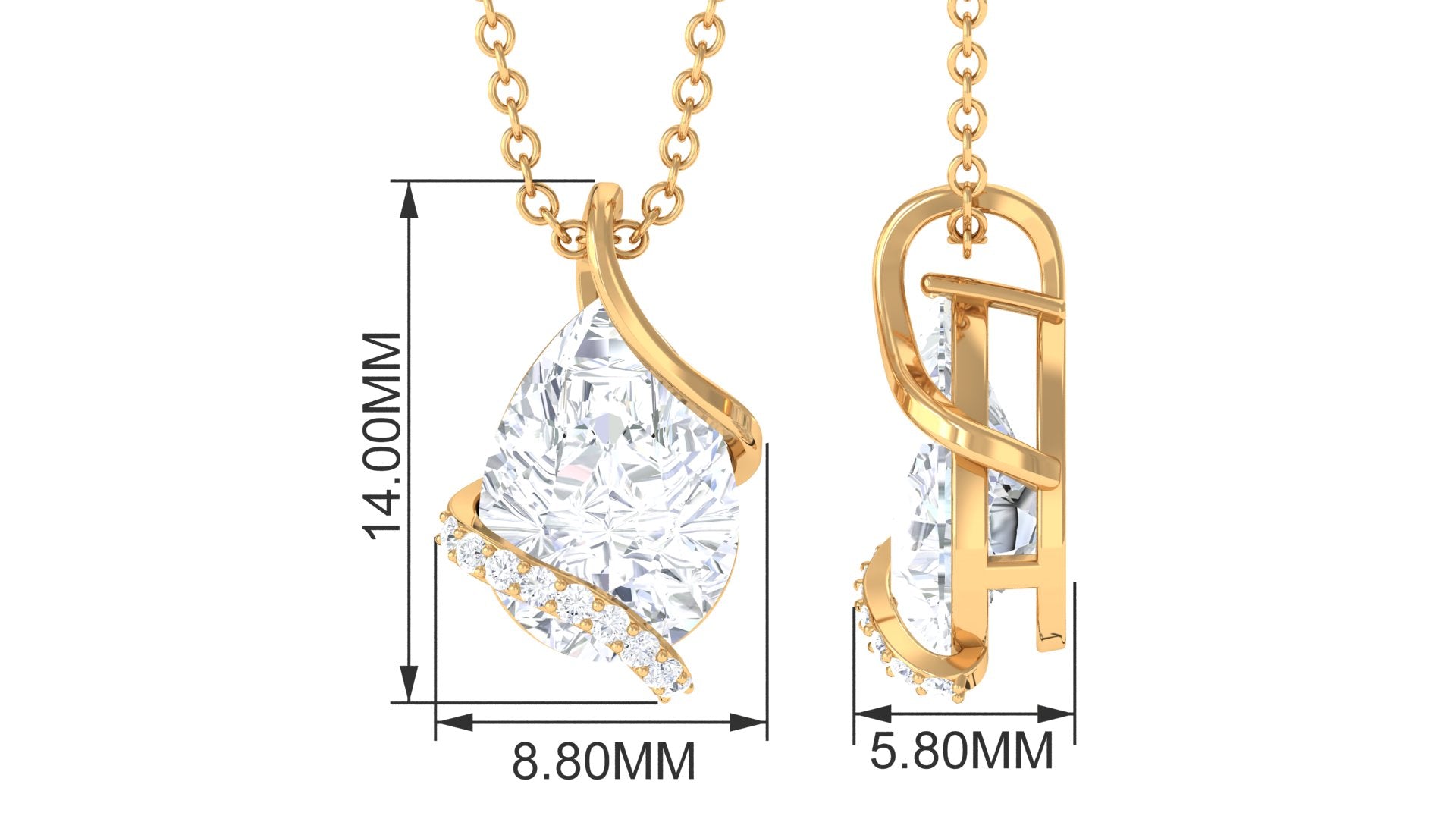 Pear Cut Cubic Zirconia Solitaire Teardrop Necklace