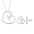 Modern Heart Necklace and Earrings Set with Certified Moissanite