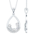 1 Carat Designer Moissanite Teardrop Pendant Necklace in Silver
