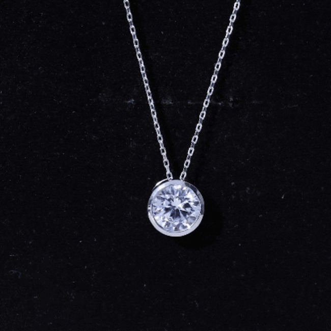Round Cut 2 Carat Cubic Zirconia Solitaire Necklace