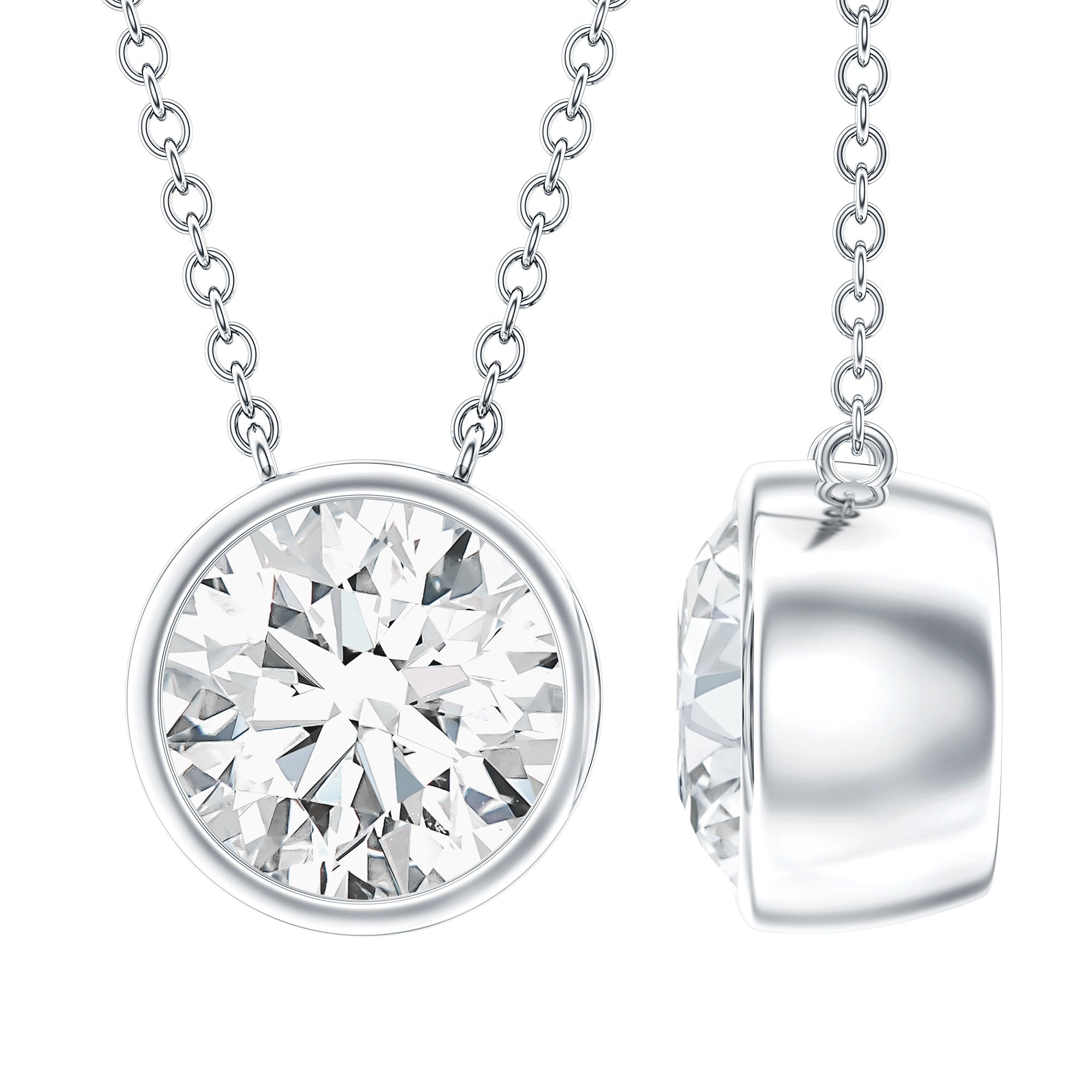 Round Cut 2 Carat Cubic Zirconia Solitaire Necklace