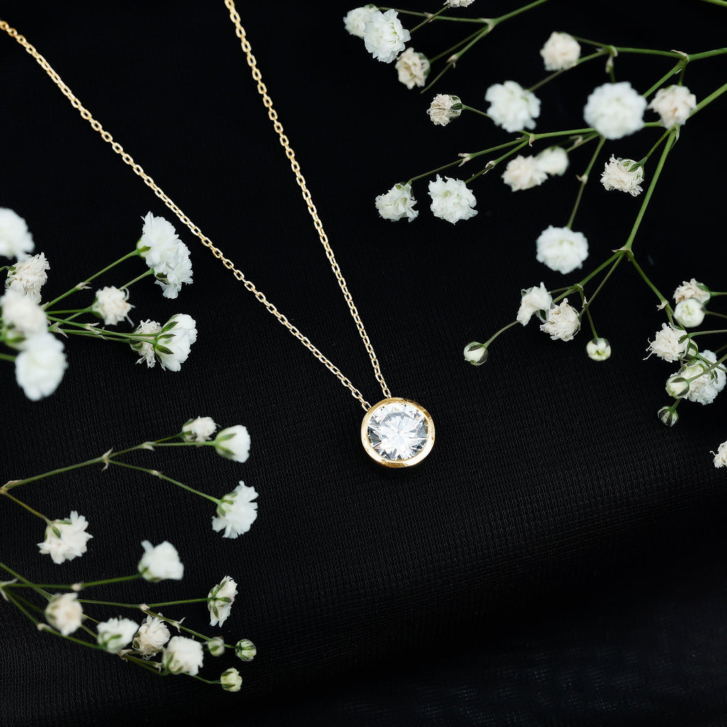 Round Cut 2 Carat Cubic Zirconia Solitaire Necklace