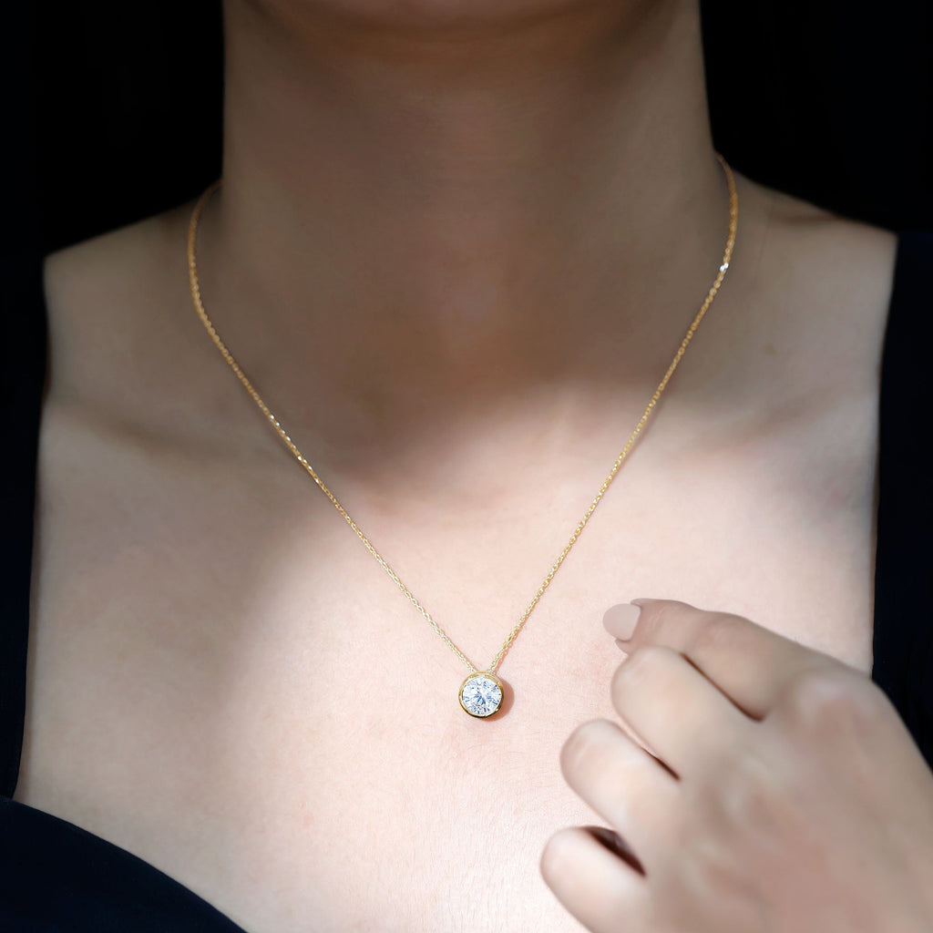 Round Cut 2 Carat Cubic Zirconia Solitaire Necklace