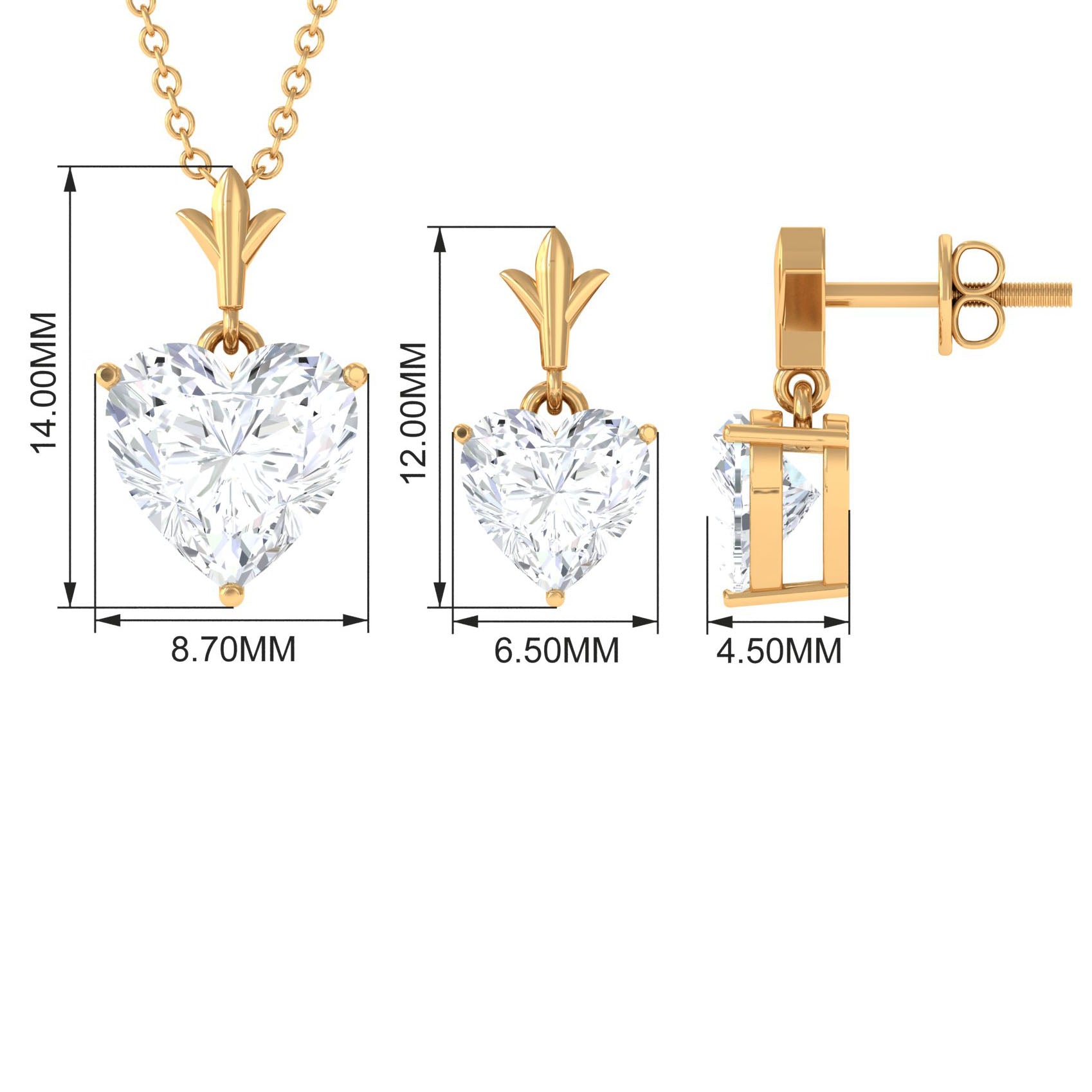 Certified 5 Carat Moissanite Heart Jewelry Set for Women