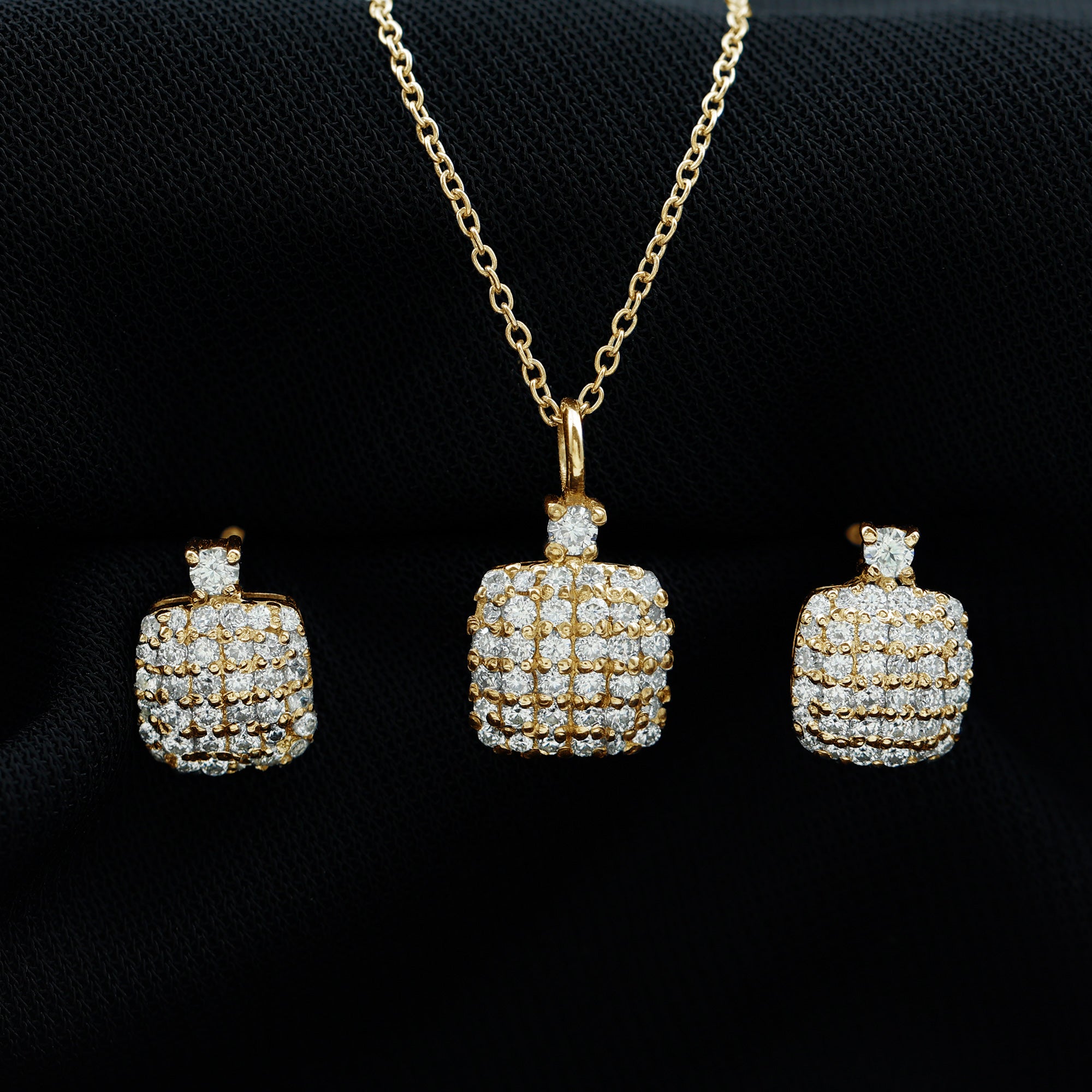 Round Moissanite Matching Necklace and Earrings Set