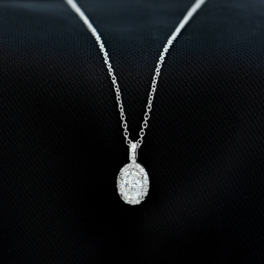 4X6 MM Oval Moissanite Bridal Pendant Necklace