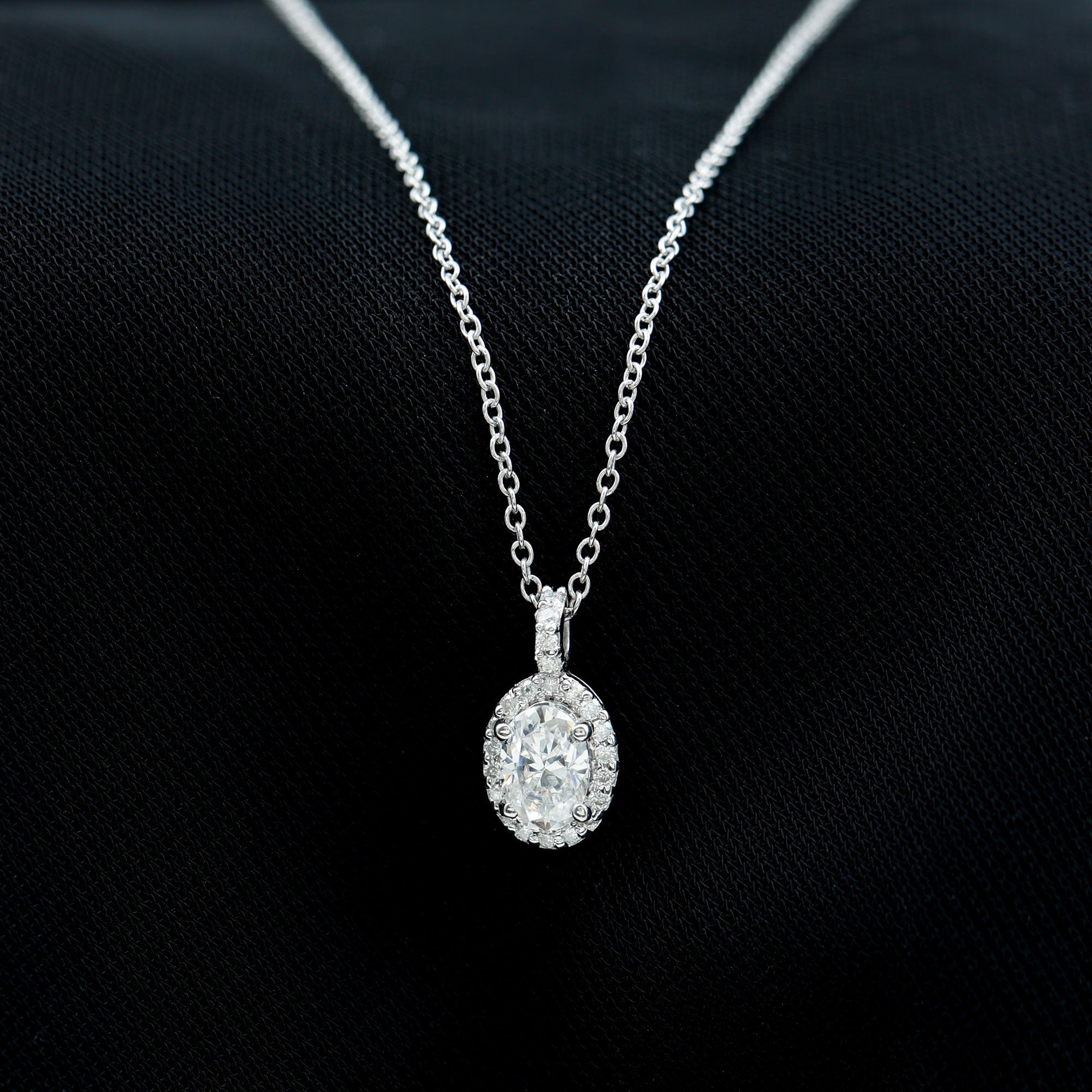4X6 MM Oval Moissanite Bridal Pendant Necklace