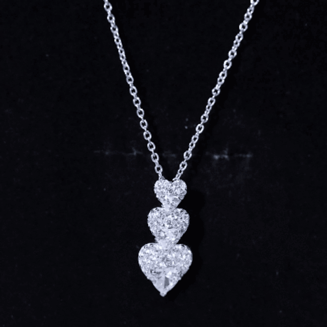 Certified Cubic Zirconia Heart Valentines Day Necklace for Women