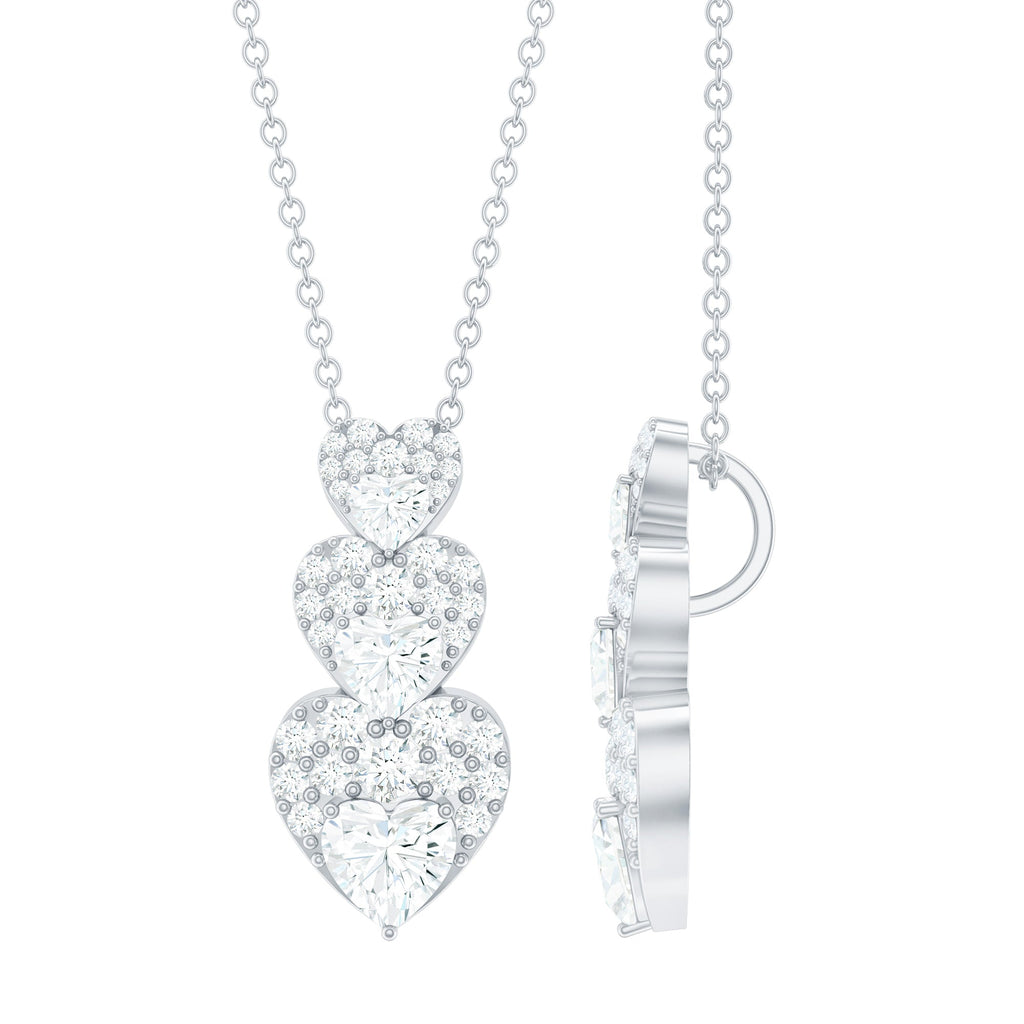 Certified Cubic Zirconia Heart Valentines Day Necklace for Women