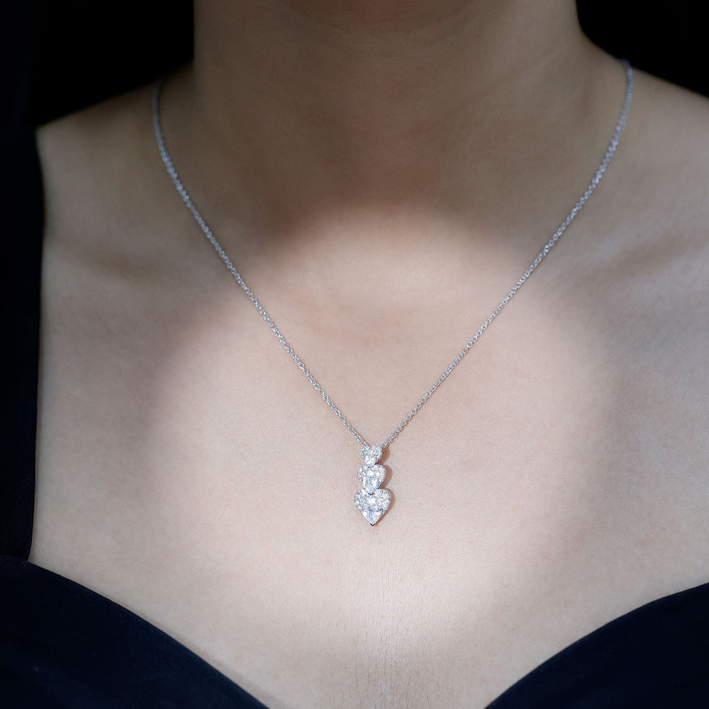 Certified Cubic Zirconia Heart Valentines Day Necklace for Women