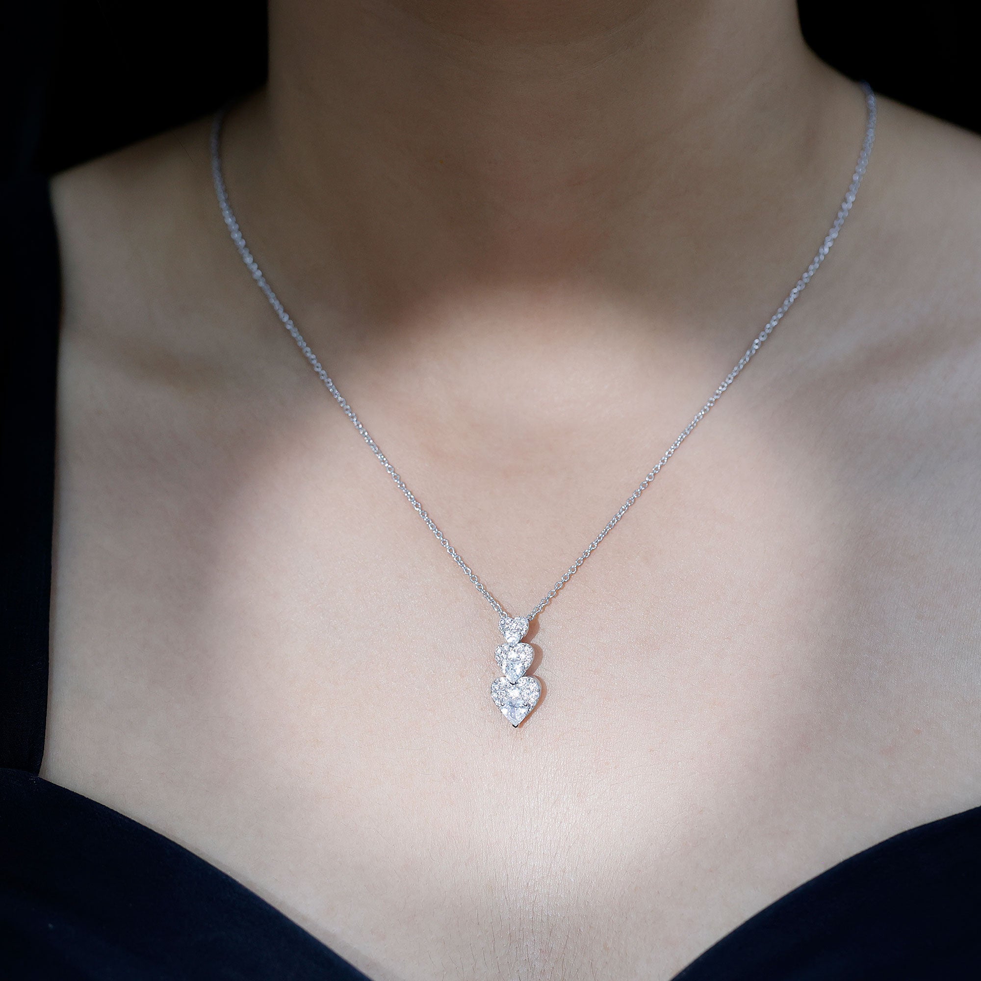 Certified Cubic Zirconia Heart Valentines Day Necklace for Women