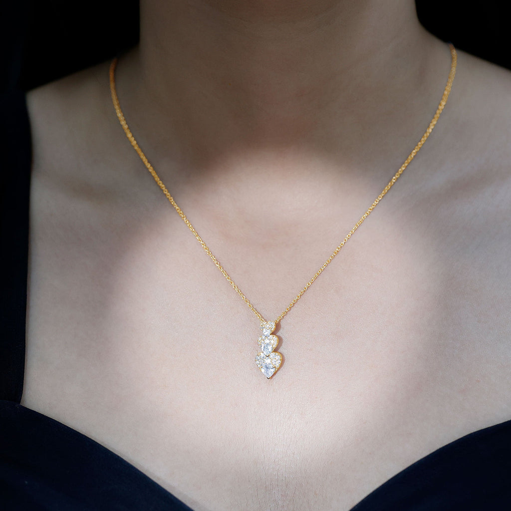 Certified Cubic Zirconia Heart Valentines Day Necklace for Women