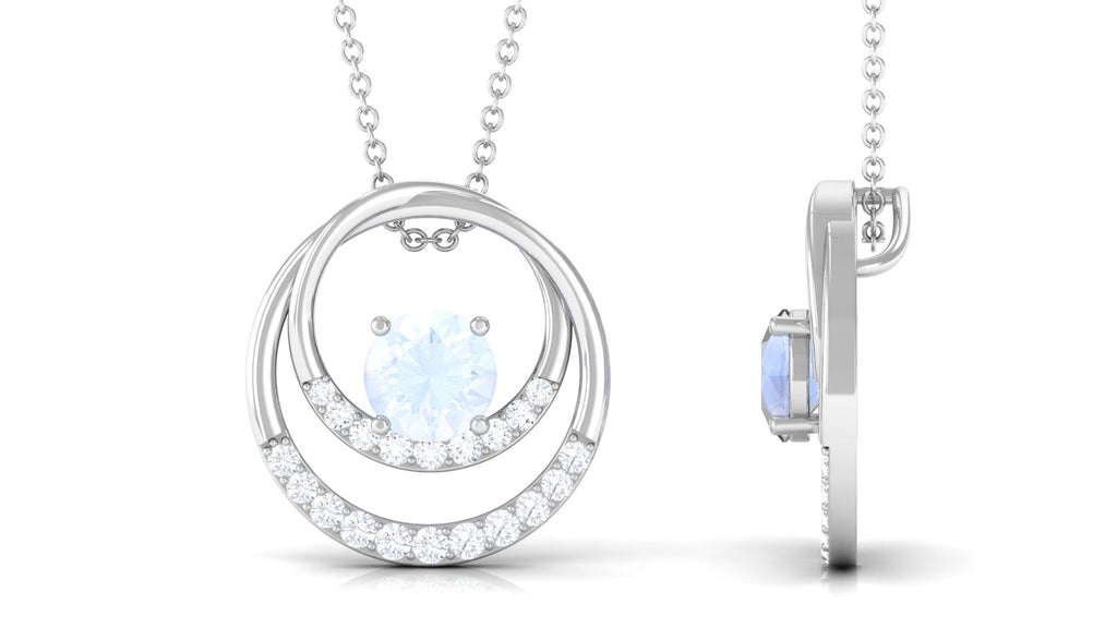 Classic Moonstone and Diamond Open Circle Pendant