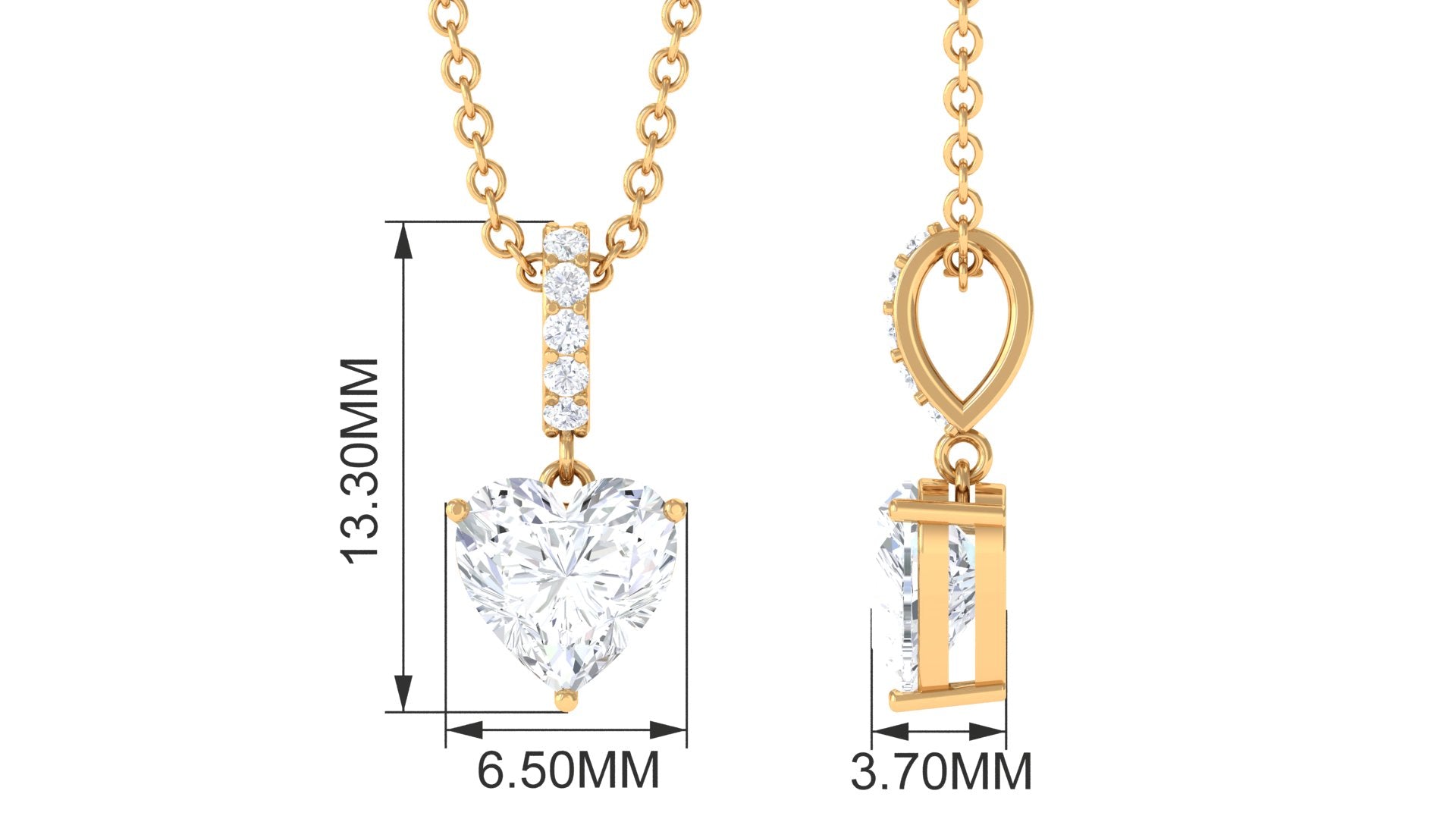 Certified 7 MM Heart Shaped Moissanite Solitaire Necklace
